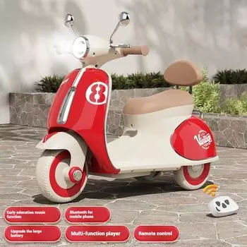 Детский электрический мотоцикл трехколесный велосипед с двойным приводом детская игрушечная машинка с дистанционным управлением Bluetooth музыка светодиодный фонарь красный