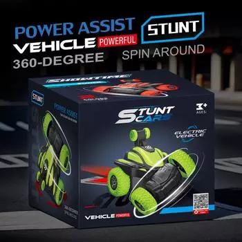 Детский электрический самосвал, беспроводной полноприводный трюковой игрушечный внедорожник с универсальными колесами зелёный