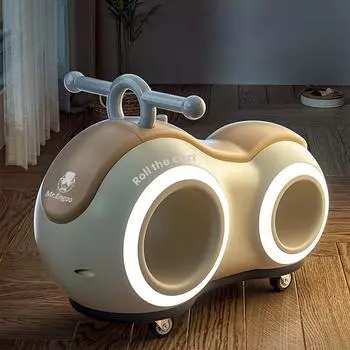 Детский балансировочный велосипед, супернесущий ABS, детская игрушечная машинка с музыкой и светом, милая мультяшная машинка-арахис, подарки для мальчиков и девочек синий