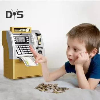 Детский банкомат-копилка-игрушка с картой Электронные деньги Монета Сберегательная копилка Образовательный Автоматический пароль Банкомат для малышей Мальчики Девочки Подарок розовый