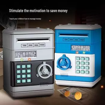 Детский банкомат Копилка: Сейф для монет и наличных, защищенный паролем