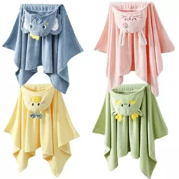 Детский банный халат с милым изображением животных, мягкое полотенце с капюшоном для новорожденных, быстросохнущее, утолщенное, детское банное полотенце, накидка для малышей и младенцев, для мальчиков и девочек зелёный