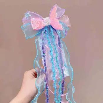 Детский бант Аксессуары для волос Принцесса Малышка Не повреждает волосы Заколка для волос «Рыбий хвост» Ожерелье «Морская звезда» Русалка Лоб