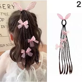 Детский бант, кроличьи ушки, парик, хвостик, грязная коса, петля для волос для хвостика, коса, хвостик, детские цветные плетеные волосы 2