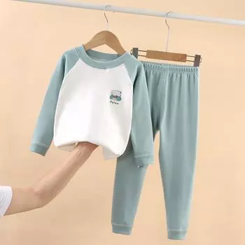 Детский бархатный теплый пижамный комплект, осенние и зимние пижамы для мальчиков и девочек, домашняя одежда 80cm