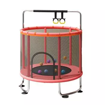 Детский батут для дома и улицы, небольшой фитнес-батут, игрушка с защитным ограждением, сетка для баскетбола красный
