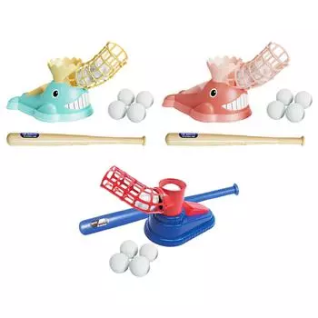 Детский бейсбольный питчер с битой и 6 бейсбольными мячами. синий