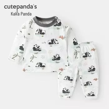 Детский бесшовный домашний комплект: Пижамы на весну и осень для мальчиков и девочек - Двухпредметные 73cm