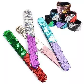 Детский браслет двойного цвета, хлопковое кольцо, Русалка с блестками, праздничный подарок, 1 шт., рождественские украшения