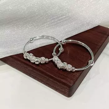 Детский браслет из чистого серебра 999 футов, серебряный детский браслет на день рождения для ребенка, подарок на сто дней, шесть персонажей, настоящие слова, серебряный детский браслет из бисера Adjustable size