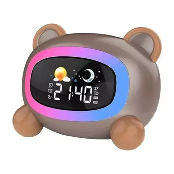 Детский будильник, милый будильник в виде кота с ночными огнями, детский тренажер для сна, световые часы для мальчиков и девочек, подарки