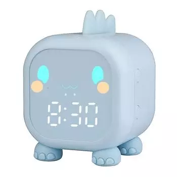 Детский будильник с ночником, 6 мелодий, перезаряжаемые часы для тренировки сна синий