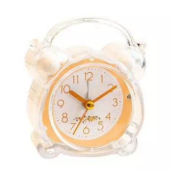 Детский будильник с тихим дизайном, мультяшный дизайн, простая настройка, прочные часы из ABS с двойным звонком для спальни оранжевый