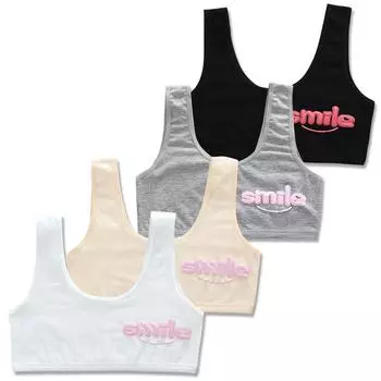 Детский бюстгальтер из 2 предметов, тренировочный бюстгальтер с принтом Smila, бюстгальтер для девочек, детское нижнее белье, детский бюстгальтер для подростков 8-14 лет one size