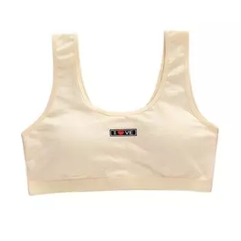 Детский бюстгальтер с принтом для девочек, однотонное нижнее белье, хлопковое нижнее белье периода развития One Size