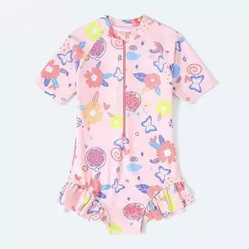 Детский цельный купальник с цветными блоками One Size