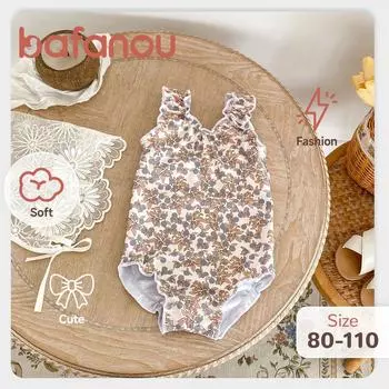 Детский цельный купальник с цветочным принтом без рукавов для девочек, эластичный комфортный купальник для отдыха на открытом воздухе bafanou 71017 80cm(12-18M)