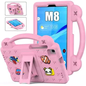 Детский чехол для Lenovo Tab M8 (4-е поколение) 8-дюймовый TB300FU Tab M8 (3-е поколение) TB-8506F Tab M8 HD TB-8505F Противоударный чехол-подставка с ручкой For Lenovo Tab M8 ярко-зеленый