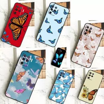 Детский чехол с синими бабочками для OPPO A53S A57S A54S A38 A78 A58 A79 A15 A17 A77 A16 A76 A96 A52 A72 A5 A9 A94 A74 OPPO A74 4G