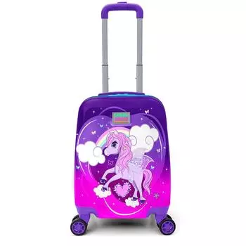Детский чемодан Coral High Kids Фиолетовый Розовый с рисунком единорога 16710