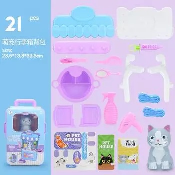 Детский чемодан на колесиках для домашних животных, рюкзак с набором игрушек 3 в 1, дорожный чемодан, сумка-космическая с изображением кошки и собаки
