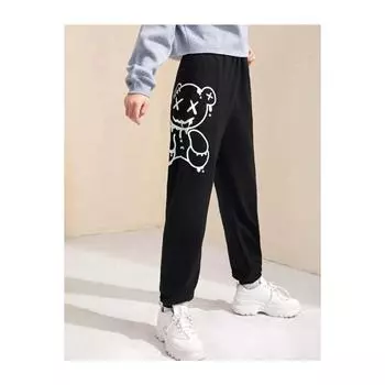 Детский черный спортивный костюм оверсайз с принтом Teddy Bear Six