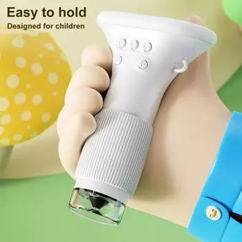 Детский цифровой микроскоп 1000X, мини-портативный карманный микроскоп с камерой и 2-дюймовым IPS-экраном, встроенными 8 светодиодами, образовательный научный эксперимент белый