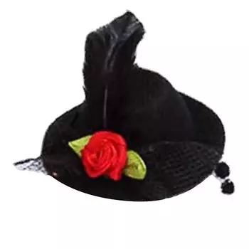 Детский цилиндр, заколка для волос, мини-перо, маленькая шляпка, заколка для волос, маленький цветок, украшения для волос, один цветок чёрный