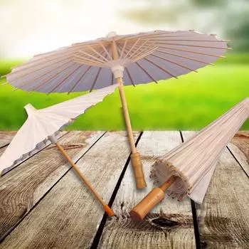 Детский декоративный аксессуар для рисования, пустой, поделка, бумажный зонтик своими руками, китайский традиционный для детей белый