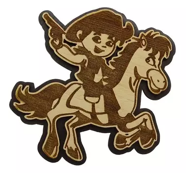 Детский деревянный гравированный магнит на холодильник сувенир подарок 4 x 3 Inches коричневый