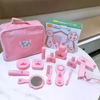 Детский деревянный макияж, имитация переодевания, макияж, ролевые игры, переодевание персонажа, игрушка для стрижки, сумка, игрушка из массива дерева