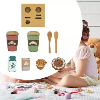 Детский деревянный набор для чаепития, игровой набор для ролевых игр, набор для кофе и закусок Монтессори для мальчиков и девочек