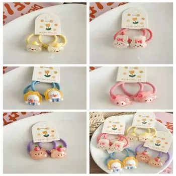 Детский держатель для хвоста в виде кролика, заколка для волос в корейском стиле, веревка для волос с медведем, детские резинки для волос для девочек розовый