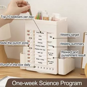 Детский держатель для ручек, график работы, большая емкость, вращающийся на 360 градусов, универсальный настольный органайзер, контрольный список, доска задач розовый