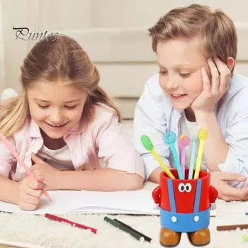 Детский держатель для ручек с мультяшным дизайном, уникальный настольный органайзер, кисти для макияжа, цветы, держатель для зубных щеток, настольный аксессуар красный