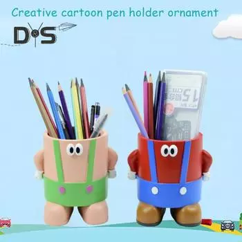 Детский держатель для ручек с мультяшным дизайном, уникальный настольный органайзер, кисти для макияжа, цветы, держатель для зубных щеток, настольный аксессуар красный