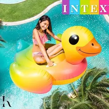 Детский детский бассейн Intex Yellow Duck Ride-On Tube, водный игровой бассейн, летние каникулы, плавание в утиной трубке, корейские водные развлечения