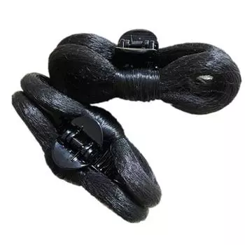 Детский Девочка Древний Костюм Бант Ленивый Новичок Парик All black silk-long 10 Bows grip a pair
