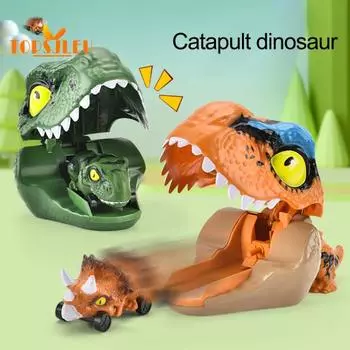 Детский динозавр-пресс, катапульта, автомобильная игрушка, имитация тираннозавра-рекса, безбатарейный автомобиль, игрушка, скоростная битва, развивающая игрушка для мальчиков и девочек, подарок на день рождения зелёный