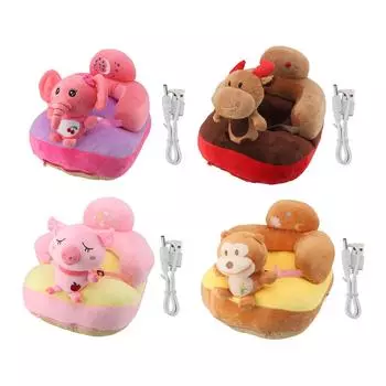 Детский диван, стул, напольная поддержка, плюшевое сиденье с милыми мультяшными животными, регулируемый угол наклона, ребенок учится сидеть C Elephant