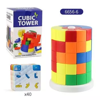Детский DIY Сборный Переменный Квадрат, Цилиндрическая Башня Музыка 40 Карточек-Заданий Научное Образование Головоломка Конструктор Our factory supports labeling
