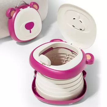 Детский дорожный горшок, детский складной горшок для автомобиля, детское переносное сиденье для унитаза с вкладышем, впитывающая прокладка розы красного