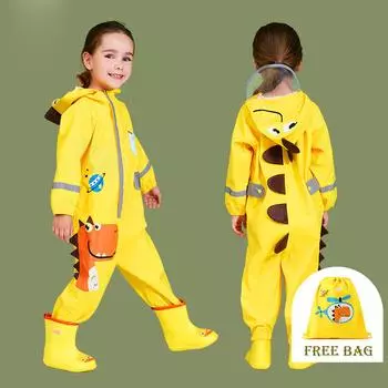 Детский дождевик, детский капюшон, водонепроницаемый комбинезон, дождевик, грязный плащ M жёлтый