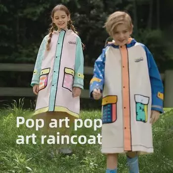 Детский дождевик с чехлом на рюкзак 2025 г.: Новый дизайн для мальчиков и девочек начальной школы M [115-135CM]