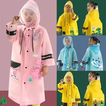 Детский дождевик с капюшоном из ПВХ для мальчиков и девочек, дождевик-пончо, высота 3–5 футов, розовый, синий, желтый M синий