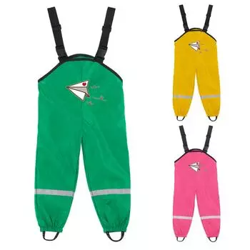 Детский дождевик унисекс, ветрозащитные и водонепроницаемые грязевые брюки 98 жёлтый