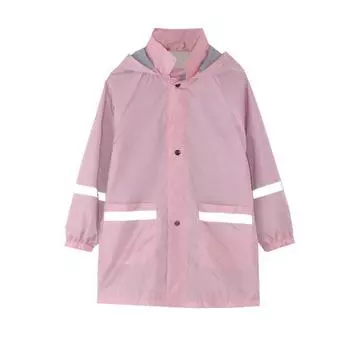 Детский дождевик, водонепроницаемая ветровка с капюшоном и карманами, однобортная, с длинными рукавами, свободная куртка-дождевик для кемпинга и пешего туризма 120cm розовый