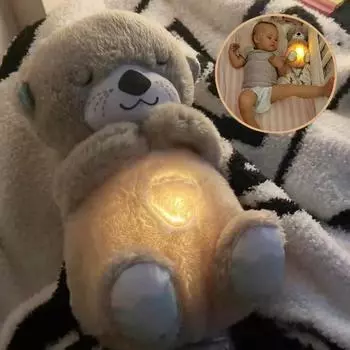 Детский дышащий медведь, успокаивающая плюшевая кукла-выдра, игрушка для маленьких детей, успокаивающая музыка, компаньон для сна, звуковая и световая кукла, игрушка в подарок