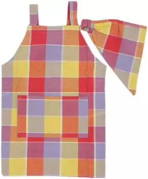 Детский фартук Friends Hill L Веселый розовый с треугольным платком [WS-113-27] розовый