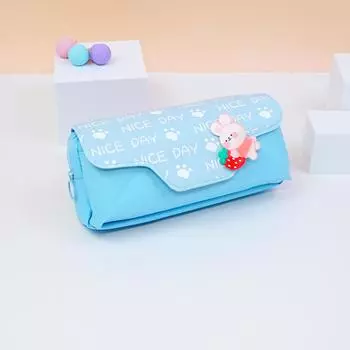 Детский флип-сумка-карандаш с героями мультфильмов, женский милый пенал с кроликом, большая вместительная сумка для канцелярских принадлежностей для школьников начальной школы синий